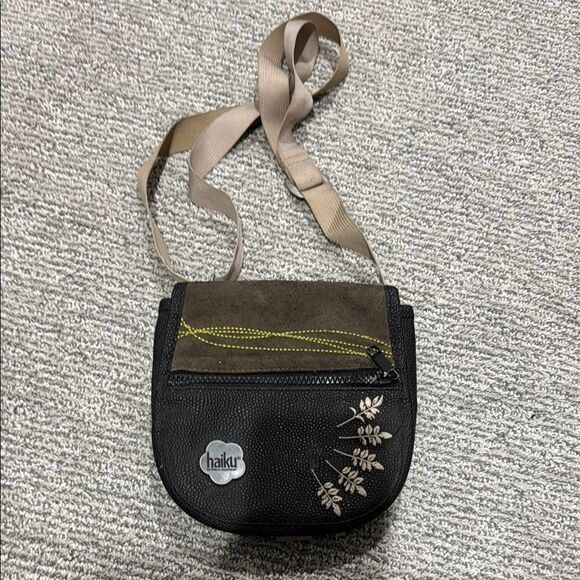 Haiku Black and Brown Crossbody Bag - Picture 1 of 4